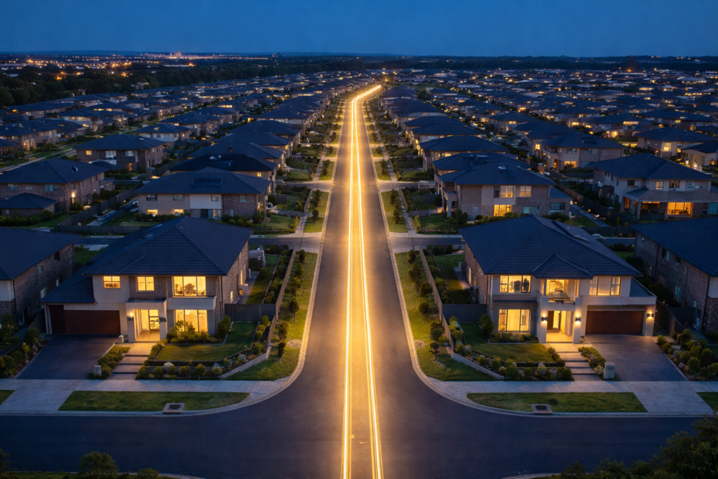 Modern suburban homes in Australia representing residential property investing opportunities and rental investment properties.