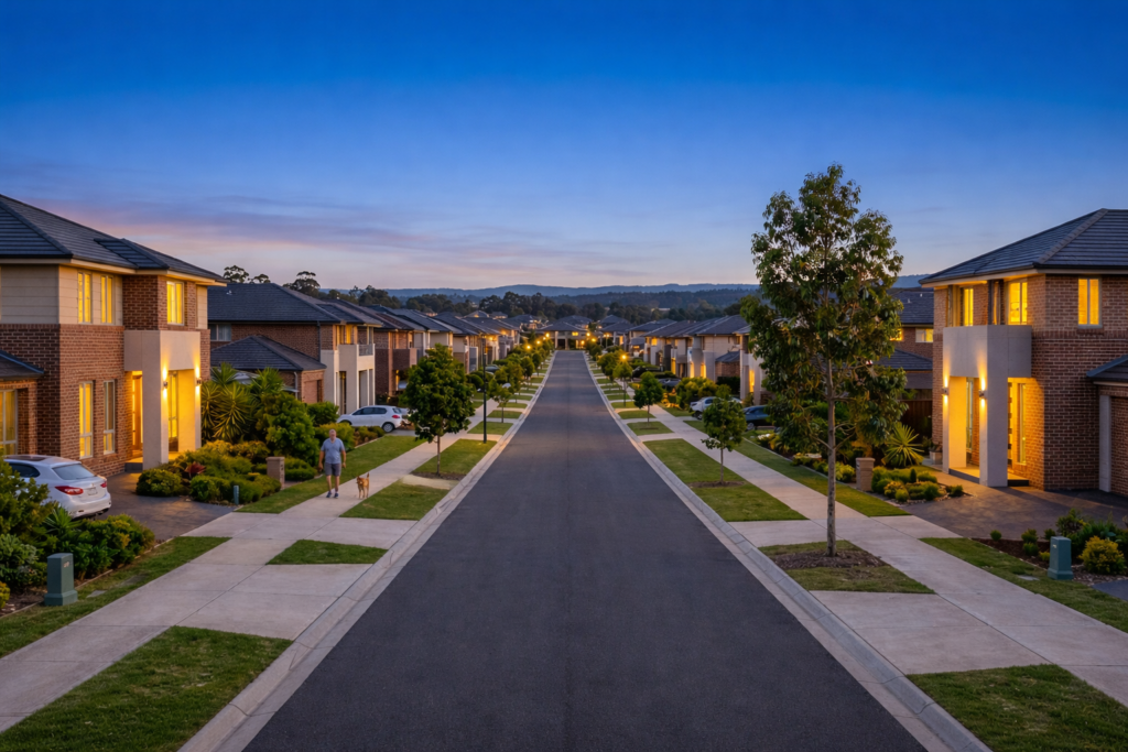 Australian suburban street with modern houses representing off market property opportunities and hidden investment deals in Australia